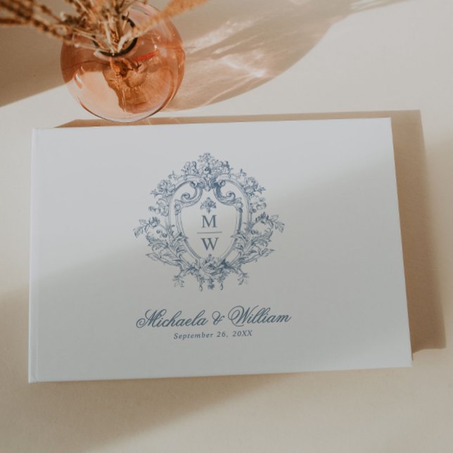Vintage Regency Monogram Crest Wedding Guest Book (Creator Uploaded)