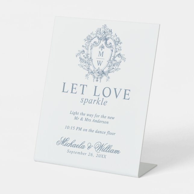 Vintage Regency Monogram Wedding Sparkler Pedestal Sign (Front)