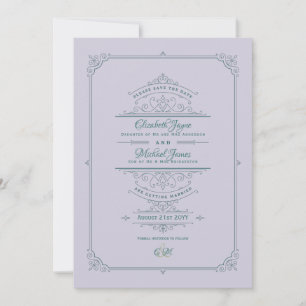 Vintage Regency Ornate Wedding Save The Dates Invitation
