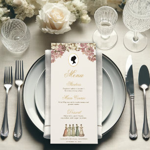 Vintage Regency Pink Floral Elegant Bridal Shower Menu
