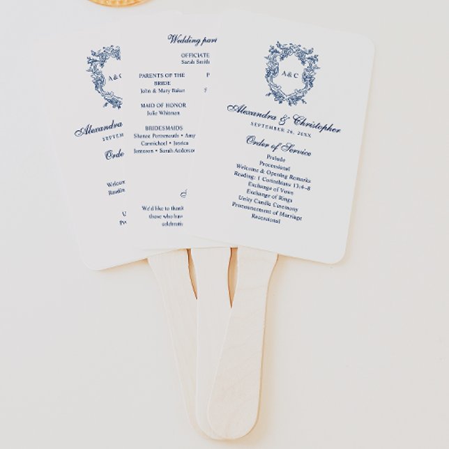 Vintage Regency Style Monogram Crest Wedding Hand Fan (Creator Uploaded)