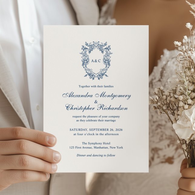Vintage Regency Style Monogram Crest Wedding Invitation (Creator Uploaded)