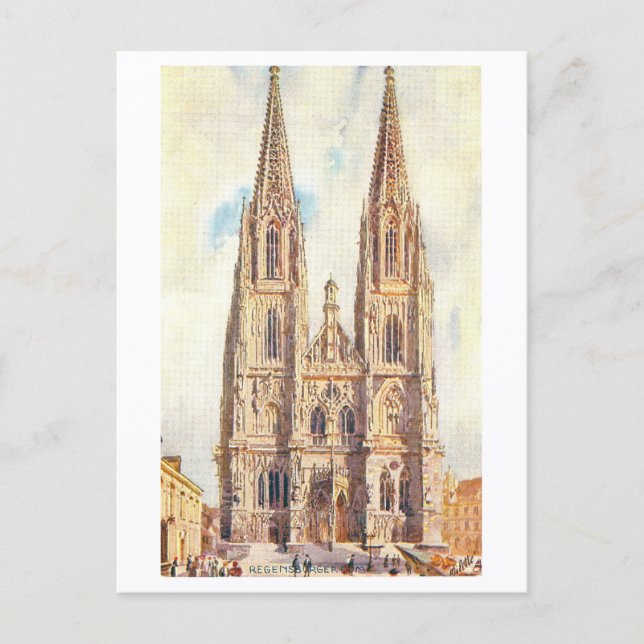 Vintage Regensburg Cathedral Postcard (Front)