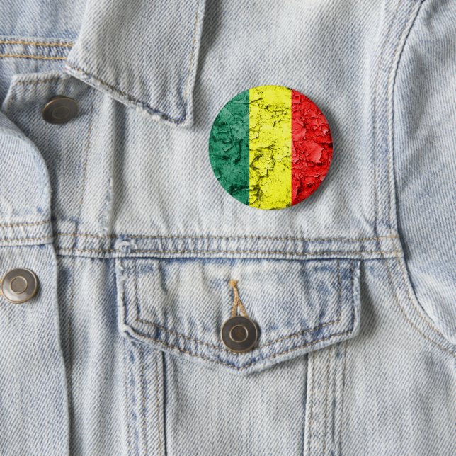 Vintage reggae flag 6 cm round badge (In Situ)