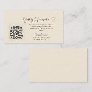 Vintage Registry Information Card with QR Code
