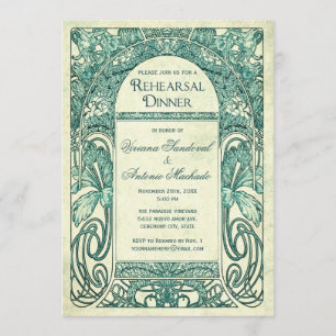 Vintage Rehearsal Dinner Invitations Turquoise