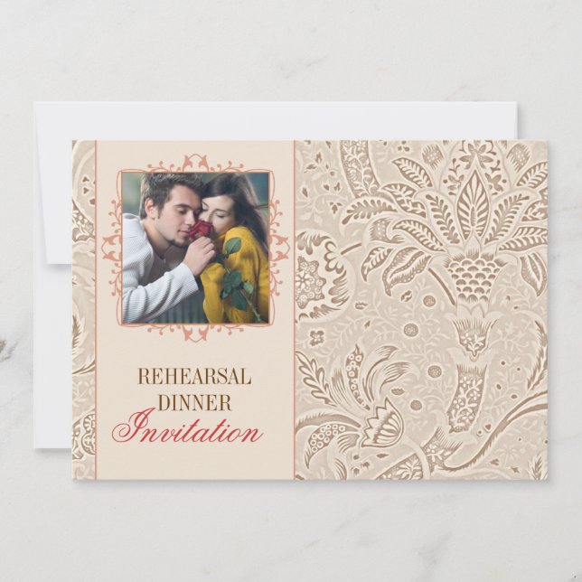 vintage rehearsal dinner invitations with photo (Front)