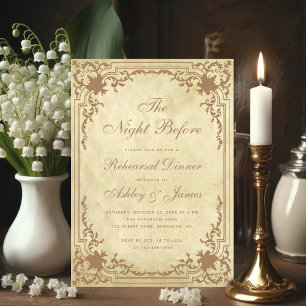 Vintage Rehearsal Dinner Night Before Parchment Invitation