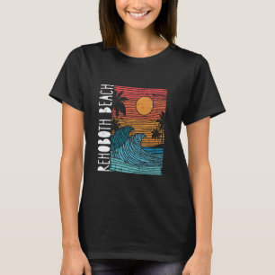 Vintage Rehoboth Beach Delaware Sun Wave Palm Tree T-Shirt