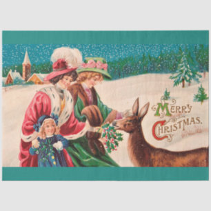 Vintage Reindeer And Snow Christmas Tissue Paper