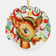 Vintage Reindeer Ceramic Christmas Ornament