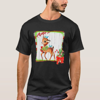 Vintage Reindeer Christmas Design T-Shirt