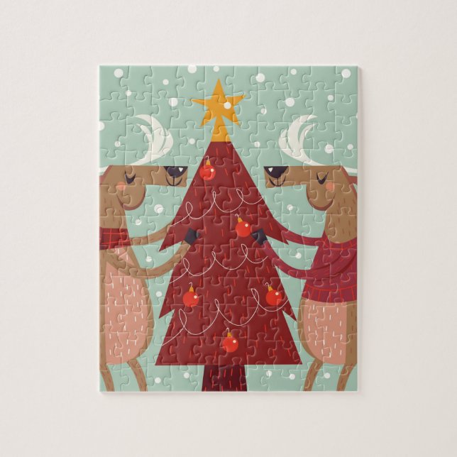 Vintage reindeer Christmas Jigsaw Puzzle (Vertical)