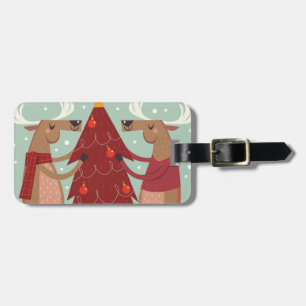 Vintage reindeer Christmas Luggage Tag