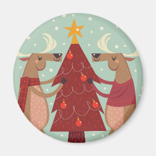 Vintage reindeer Christmas Magnet