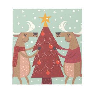 Vintage reindeer Christmas Notepad