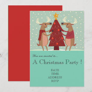 Vintage reindeer Christmas party invitation