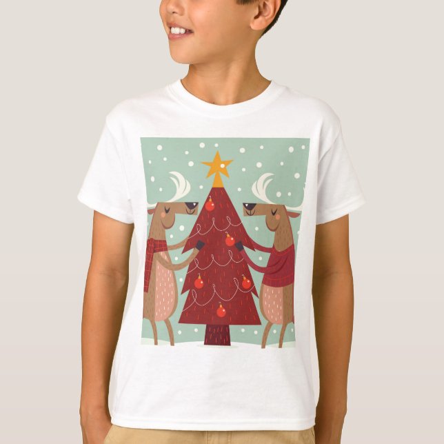 Vintage reindeer Christmas T-Shirt (Front)
