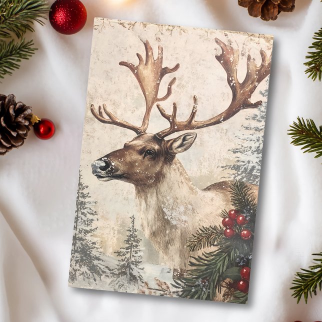 Vintage Reindeer Christmas Winter Aged Decoupage Tissue Paper (Creator Uploaded)
