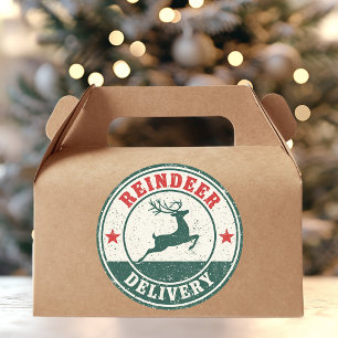 Vintage Reindeer Delivery Christmas  Classic Round Sticker