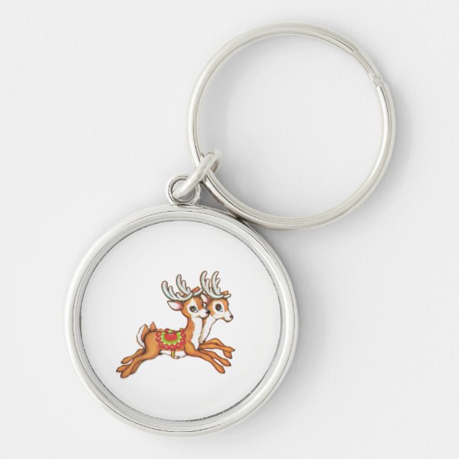 Vintage Reindeer Key Ring (Front)