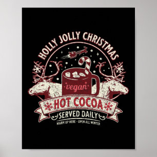 Vintage Reindeer Retro Vegan Christmas Vegan Gifts Poster