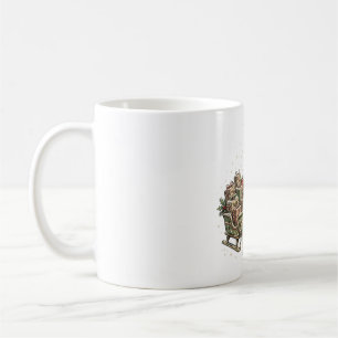 Vintage Reindeer Sleigh Retro Xmas Card Design Coffee Mug