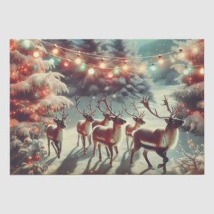 Vintage Reindeers and Christmas Lights   Tissue Paper