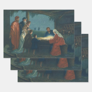 Vintage Religion, Adoration of the Shepherds Wrapping Paper Sheet