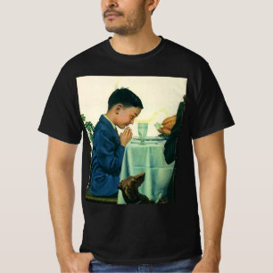 Vintage Religion, Boy Saying Grace at Thanksgiving T-Shirt