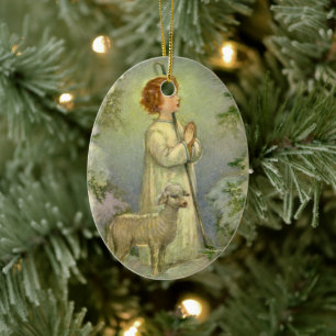 Vintage Religion, Christ the Good Shepherd Ceramic Tree Decoration