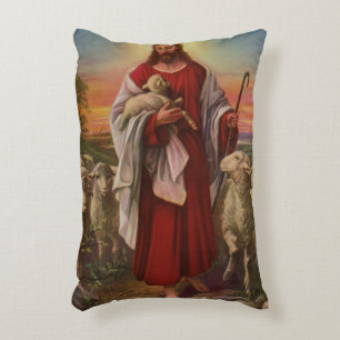Vintage Religion, Christ the Good Shepherd Flock Decorative Cushion