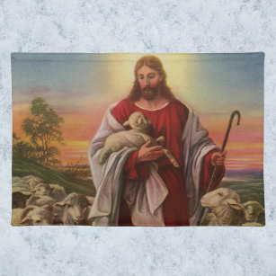 Vintage Religion, Christ the Good Shepherd Flock Placemat
