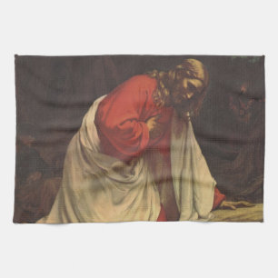 Vintage Religion Jesus Christ Garden of Gethsemane Tea Towel