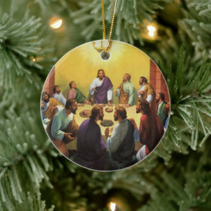Vintage Religion, Last Supper with Jesus Christ Ceramic Tree Decoration
