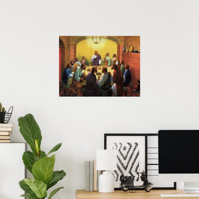 Vintage Religion, Last Supper with Jesus Christ Poster (Home Office)