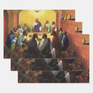 Vintage Religion, Last Supper with Jesus Christ Wrapping Paper Sheet