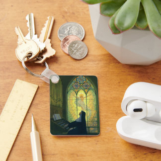Vintage Religion, Nun Playing an Organ in Church Key Ring