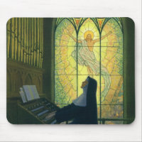 Vintage Religion, Nun Playing an Organ in Church