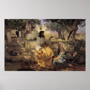 Vintage religion, picture Jesus in the garden, pos Poster
