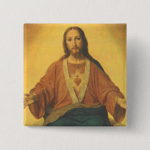 Vintage Religion, Sacred Heart of Jesus Christ 15 Cm Square Badge