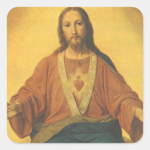 Vintage Religion, Sacred Heart of Jesus Christ Square Sticker