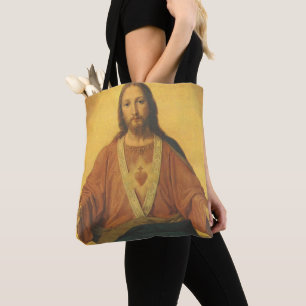 Vintage Religion, Sacred Heart of Jesus Christ Tote Bag