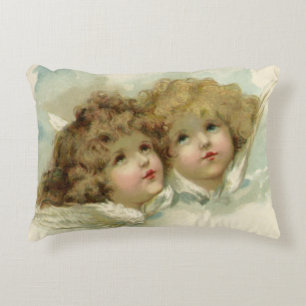 Vintage Religion, Victorian Angels in the Clouds Decorative Cushion