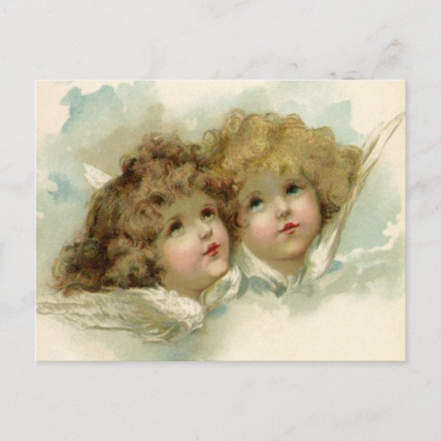 Vintage Religion, Victorian Angels in the Clouds Postcard (Front)