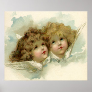 Vintage Religion, Victorian Angels in the Clouds Poster
