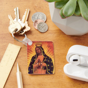 Vintage Religion Virgin Mary Our Lady of Guadalupe Key Ring