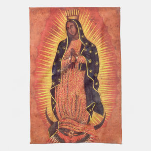 Vintage Religion Virgin Mary Our Lady of Guadalupe Tea Towel