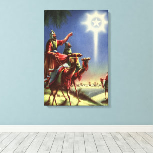 Vintage Religion, Wise Men with Star of Bethlehem Canvas Print