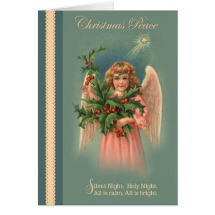 Vintage Religious Angel Holly Ivy Berries